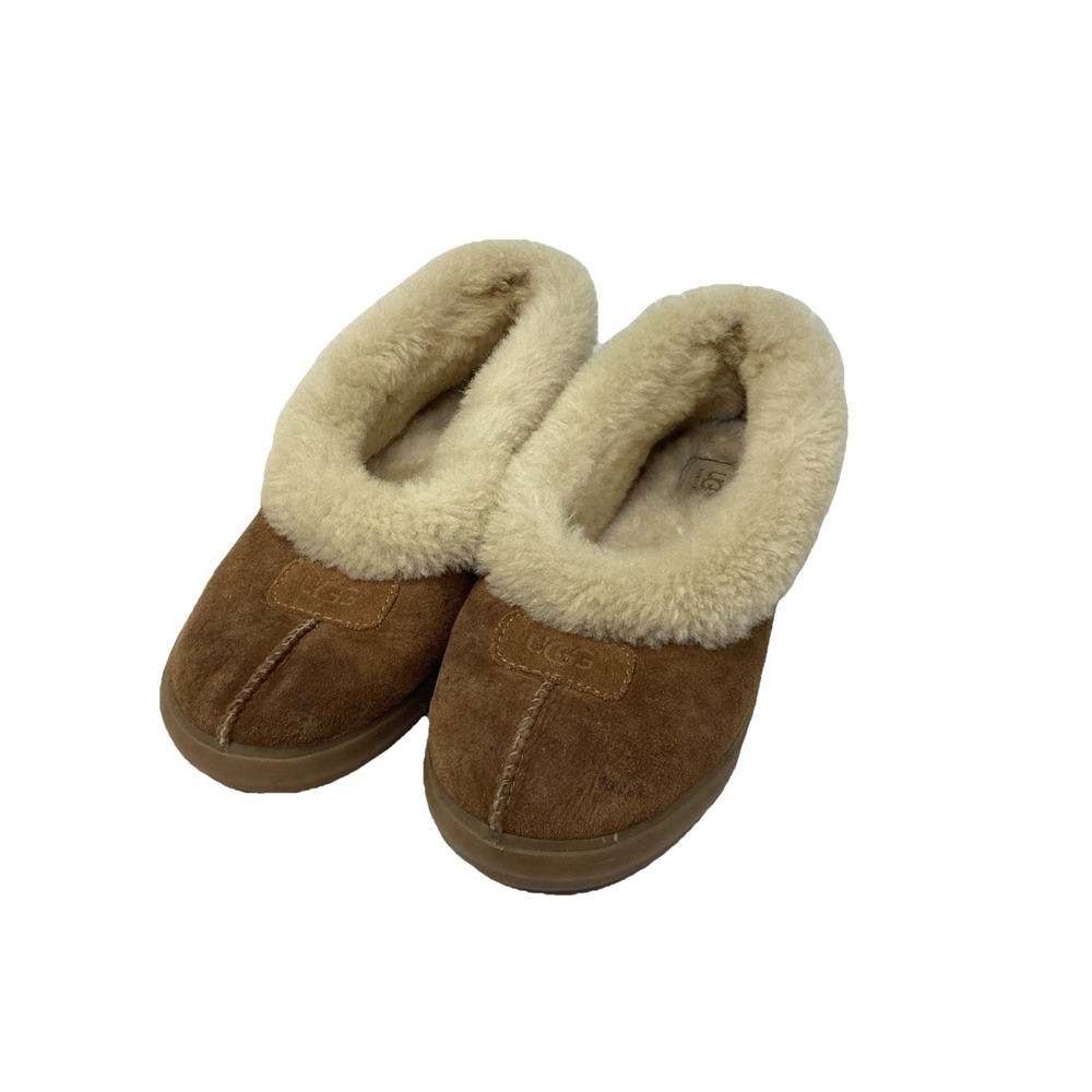 Ugg Rylan Brown Suede Shearling Lined Moccasins Slippers 1871 Womens Size 10